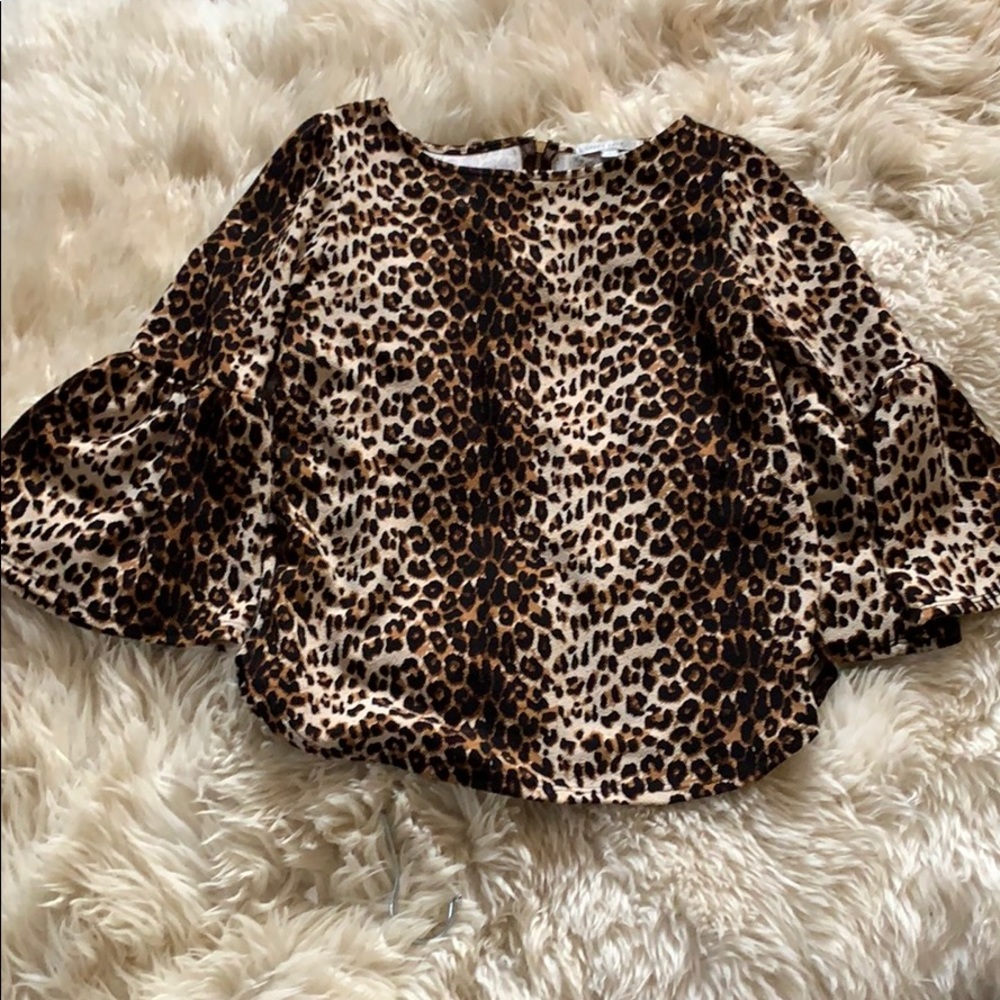 Flare Sleeve Leopard Print Top